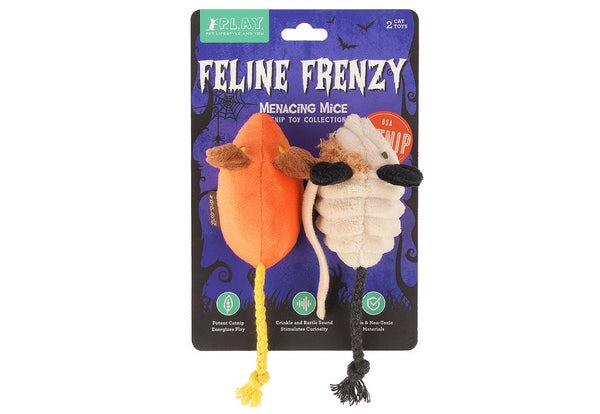 P.L.A.Y. Feline Frenzy Jouet chat Halloween Menacing Mice, lot de 2