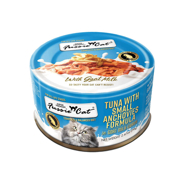 Fussie Cat Tuna with Small Anchovies Formula in Goat Milk Gravy Wet Cat Food Can