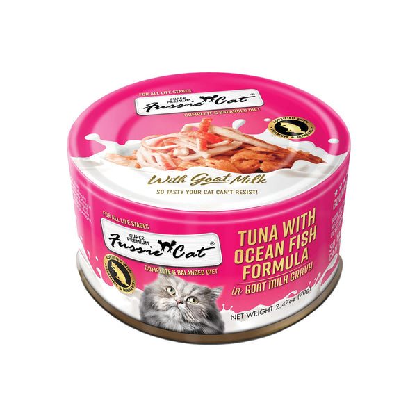 Fussie Cat Tuna with Oceanfish Formula in Goat Milk Gravy Wet Cat Food Can