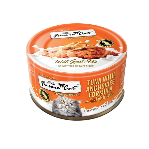 Fussie Cat Tuna with Anchovies Formula in Goat Milk Gravy Wet Cat Food Can