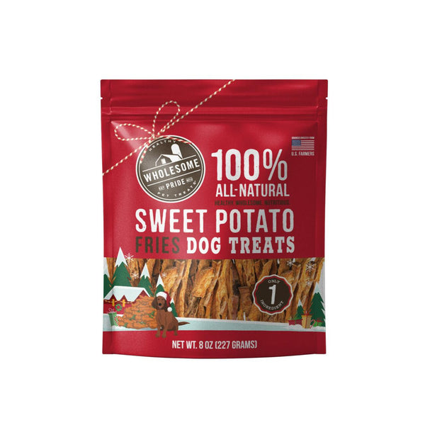 Wholesome Pride Friandises frites de patate douce pour chiens.
