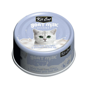 Kit Cat Goat Milk Gourmet White Meat Tuna Flakes & Whitebait with Goat Milk Wet Cat Food Can