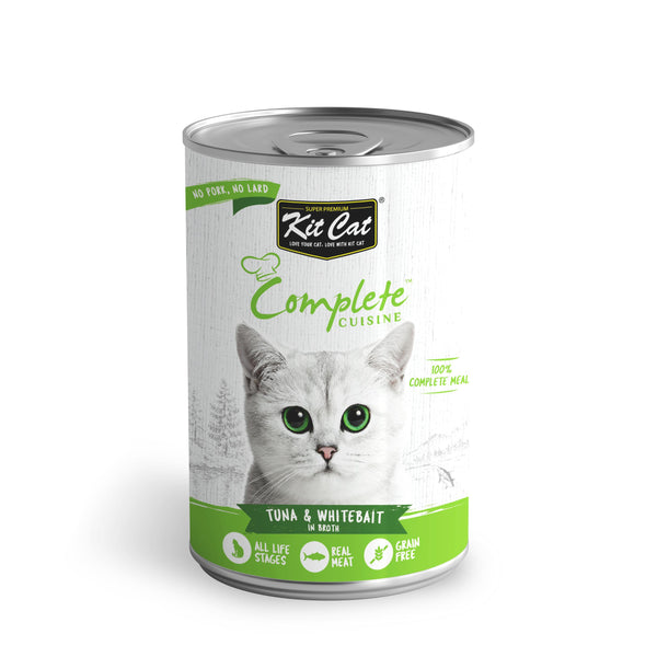 Kit Cat Complete Cuisine Tuna & Whitebait in Broth Wet Cat Food Can