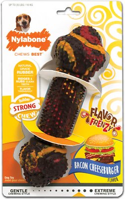 Nylabone RubberChew Flavor Frenzy Bacon Cheeseburger Flavored Dog Chew Toy