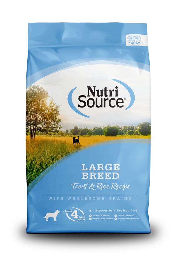 NutriSource Recette de truite et de riz de grande race avec des grains sains Nourriture sèche pour chiens