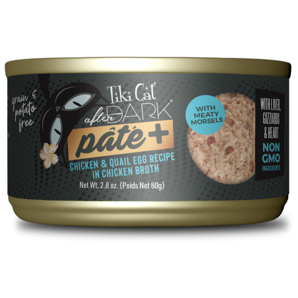 Tiki Cat After Dark Pate+ Poulet et œuf de caille Nourriture humide pour chats