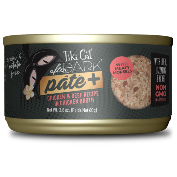 Tiki Cat After Dark Pate+ Chicken & Beef Wet Cat Food Can