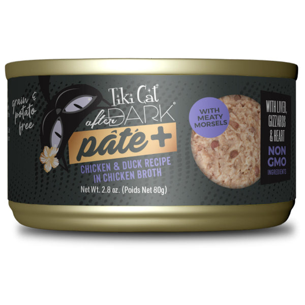 Tiki Cat After Dark Pate+ Chicken & Duck Wet Cat Food Can