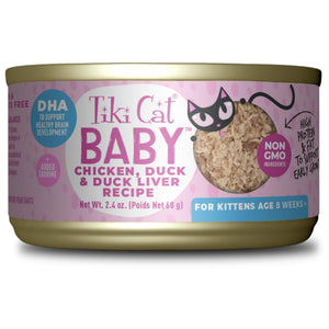Tiki Cat Baby Chicken, Duck, & Duck Liver Shreds Kitten Wet Cat Food Can