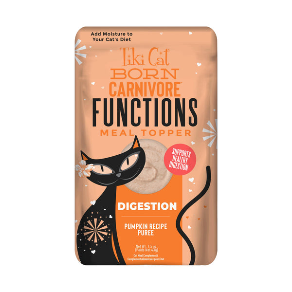 Tiki Cat Born Carnivore Functional Digestion Citrouille nourriture humide Topper Pouch