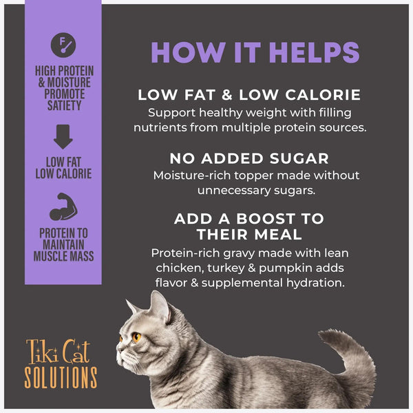 Tiki Cat Solutions Light Topper Chicken & Turkey in Broth Wet Cat Food Topper Pouch