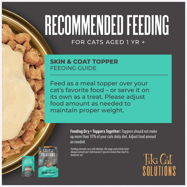 Tiki Cat Solutions Skin + Coat Topper Salmon in Broth Wet Cat Food Topper Pouch