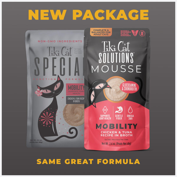 Tiki Cat Mousse Spéciale Mobilité Fonctionnelle Poulet & Thon Sachet de Nourriture Humide pour Chats