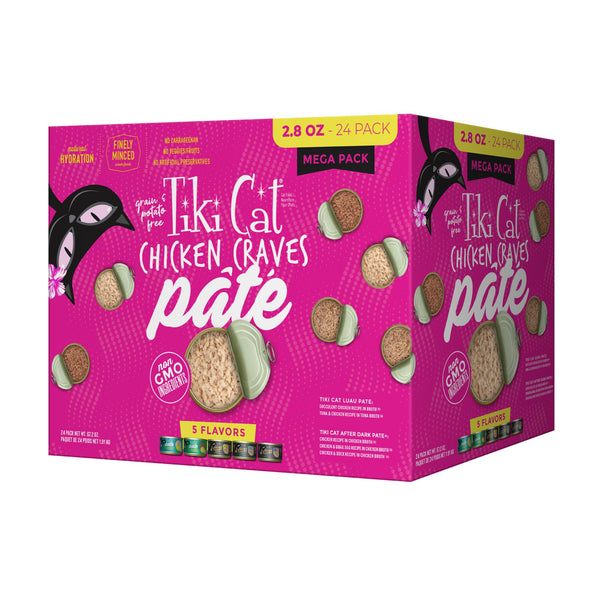 Tiki Cat poulet Craves Pate Mega Pack Boîte de nourriture humide pour chat, 2,8 oz, paquet de 24