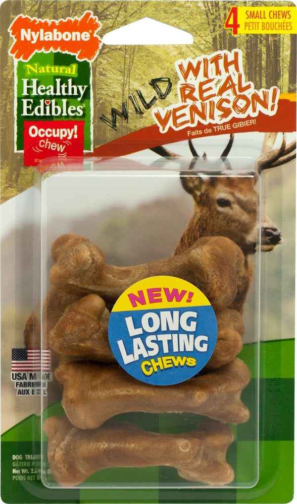 Nylabone Natural Healthy Edibles Wild with Real Venison Small Dog Treats, 4 count