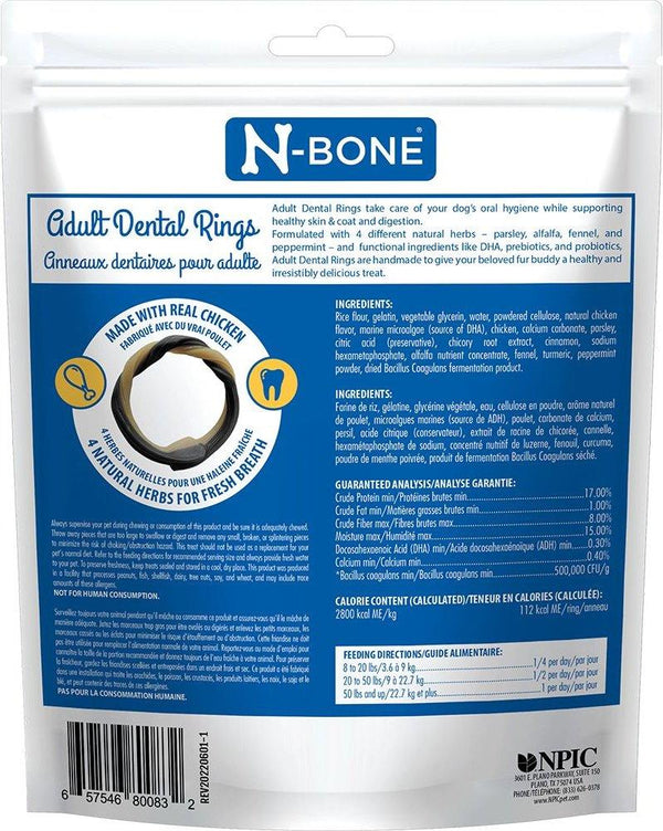 N-Bone Adult Dental Rings Friandises saveur poulet pour chiens