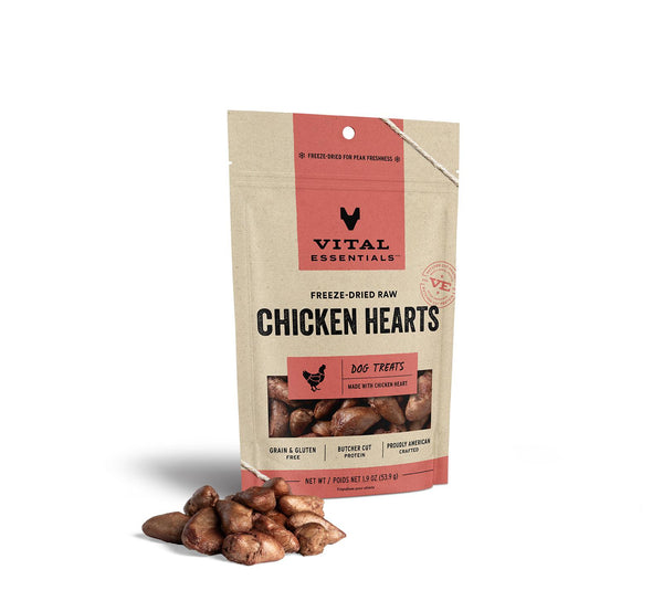 Vital Essentials Chicken Hearts Freeze-Dried Raw Dog Treats