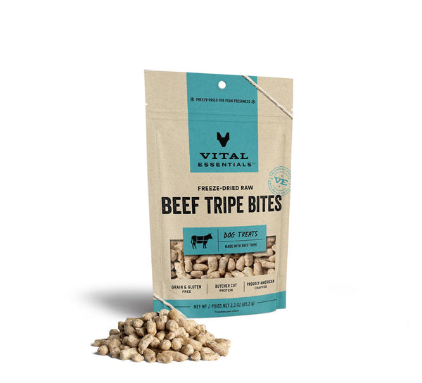 Vital Essentials Beef Tripe Bites Freeze-Dried Raw Dog Treats