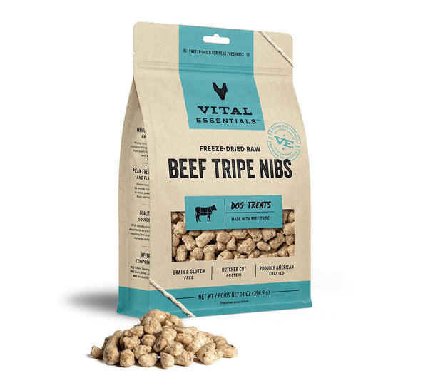 Vital Essentials Beef Tripe Nibs Freeze-Dried Raw Dog Treats