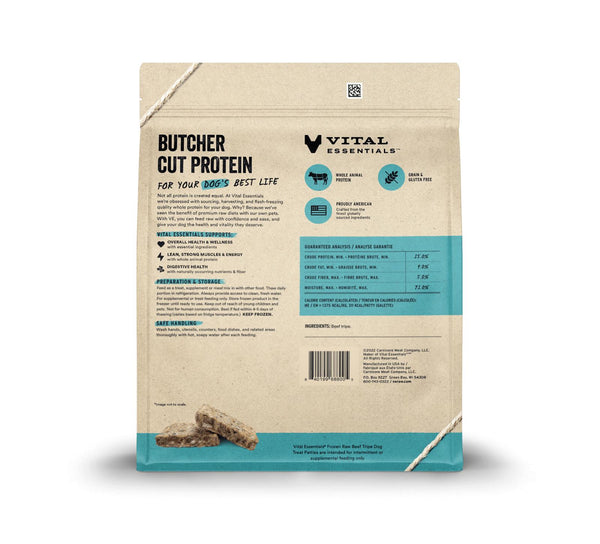 Vital Essentials Galettes de Tripes de Bœuf Friandises crues congelées pour chiens