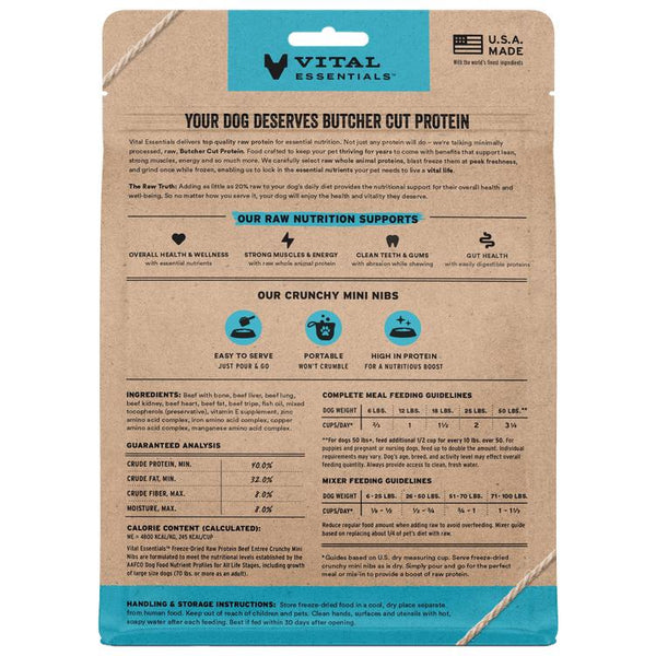 Vital Essentials Beef Entree Crunchy Mini Nibs Freeze-Dried Raw Dog Food