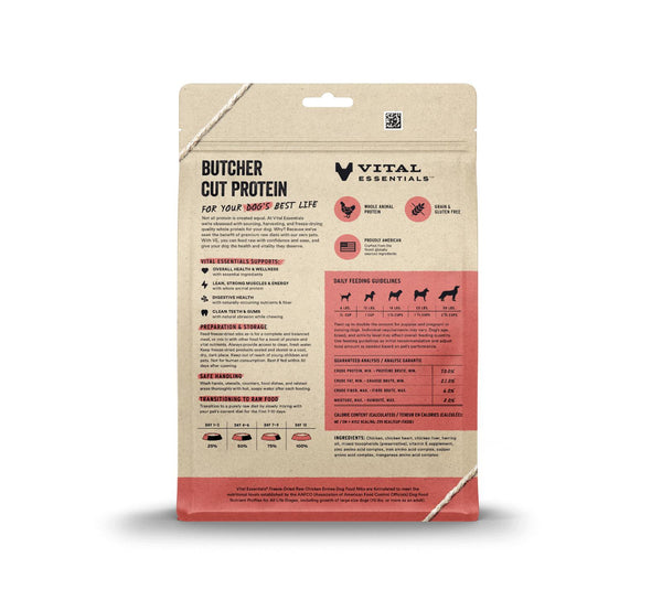 Vital Essentials Morsures Entrée de Poulet Nourriture crue Lyophilisée pour chiens