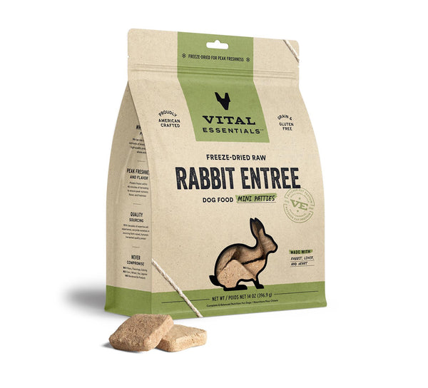 Vital Essentials Mini Galettes Entrée de Lapin Nourriture crue Lyophilisée pour chiens