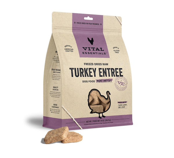 Vital Essentials Turkey Entree Mini Patties Freeze-Dried Raw Dog Food