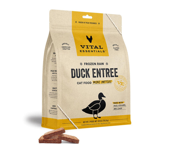 Vital Essentials Duck Entree Mini Patties Frozen Raw Cat Food