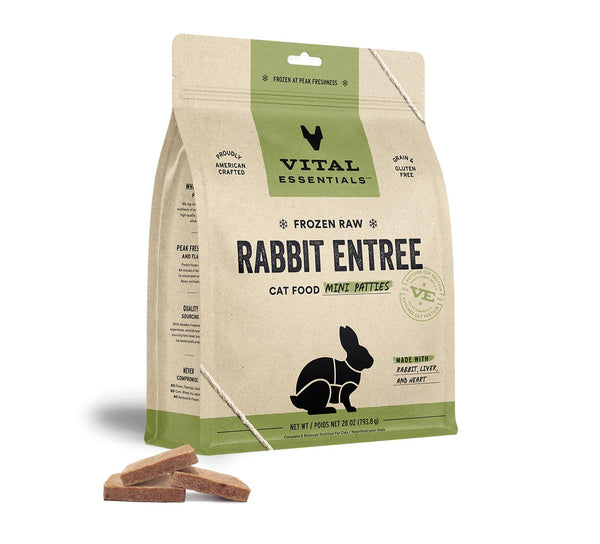 Vital Essentials Rabbit Entree Mini Patties Frozen Raw Cat Food