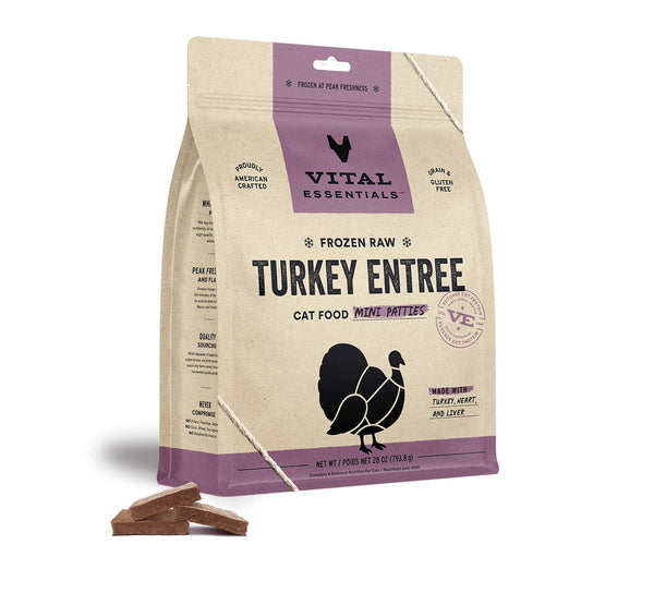 Vital Essentials Turkey Entree Mini Patties Frozen Raw Cat Food
