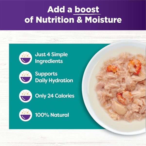 Wellness Bowl Boosters Flaked Tuna & Shrimp in Broth Grain-Free Wet Cat Food Topper