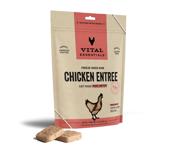 Vital Essentials Chicken Entree Mini Patties Freeze-Dried Raw Cat Food