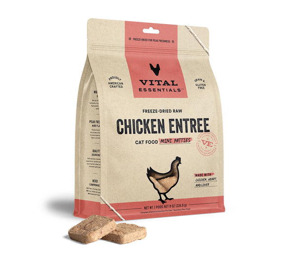 Vital Essentials Chicken Entree Mini Patties Freeze-Dried Raw Cat Food