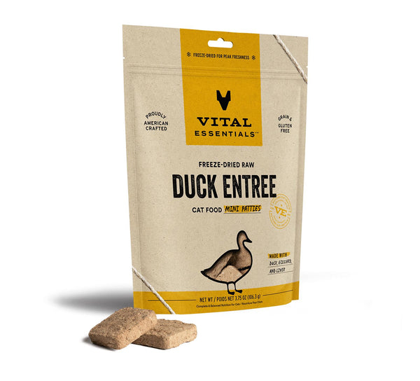 Vital Essentials Duck Entree Mini Patties Freeze-Dried Raw Cat Food