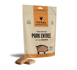 Vital Essentials Pork Entree Mini Patties Freeze-Dried Raw Cat Food