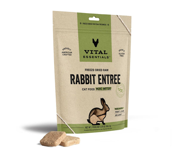 Vital Essentials Rabbit Entree Mini Patties Freeze-Dried Raw Cat Food