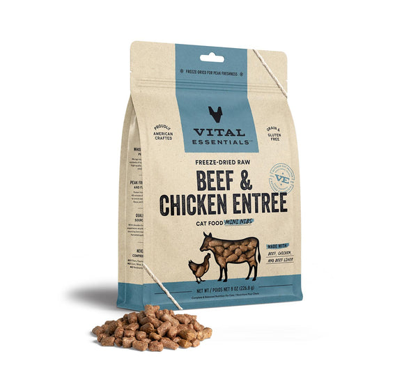 Vital Essentials Beef & Chicken Entree Mini Nibs Freeze-Dried Raw Cat Food