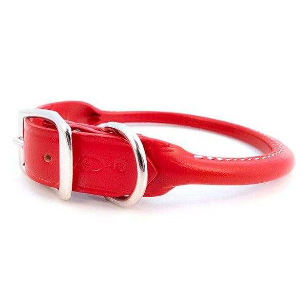 Auburn Leathercrafters Collier roulé pour chien, Rouge