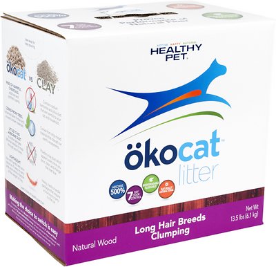 Okocat Litière pour chat à poils longs en bois naturel