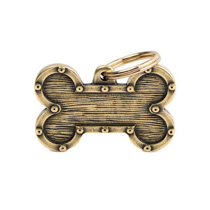 MyFamily Bronx Bone Futuristic English Brass Pet ID Tag