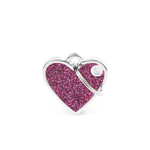 MyFamily Shine Glitter Heart Pet ID Tag, Pink