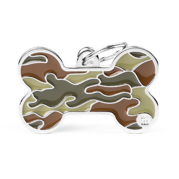MyFamily Style Camouflage Bone Pet ID Tag, Green