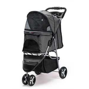 Dogline Casual Stroller with a Removable Cup Holder for Pets, Grey