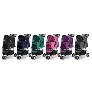 Dogline Casual Stroller with a Removable Cup Holder for Pets, Pink