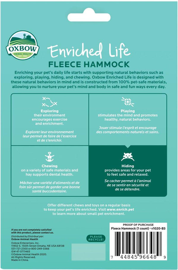 Oxbow Animal Health Hamac en polaire Enriched Life pour petits animaux