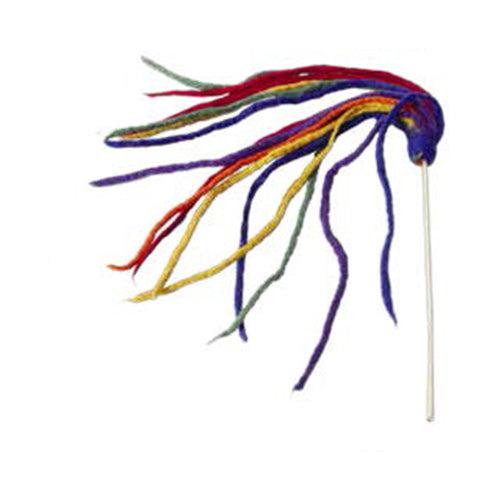 Dharma Dog Karma Cat Multi-Strand Wool Teaser Cat Toy, Rainbow, 12-in