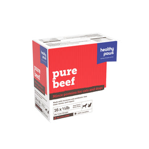 Healthy Paws Pure Mince Protéines Bœuf & organes Nourriture congelée pour chiens et chats