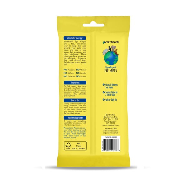 Earthbath Hypoallergenic Witch Hazel & Aloe Pet Eye Wipes