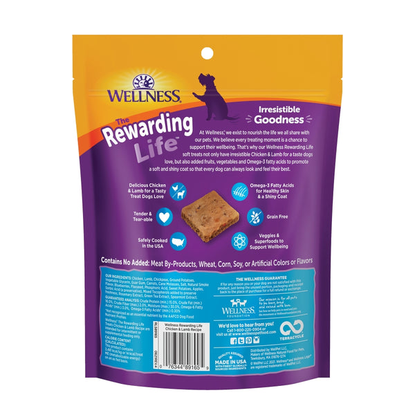 Wellness Grain-Free The Rewarding Life Chicken & Lamb Soft & Chewy Dog Treats, 6-oz